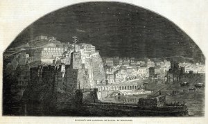 1845年1月11日，伯克福德的月光下那不勒斯新全景，来自“伦敦新闻画报” 作者 英语学校